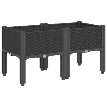 Garden Planter with Legs - Black 80x40x42 cm | HipoMarket