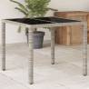 Garden Table with Glass Top Light Grey 90x90x75 cm Poly Rattan Colour light grey Quantity in Package 4 