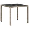 Light Grey Garden Table with Glass Top | 90x90x75 cm