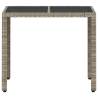 Light Grey Garden Table with Glass Top | 90x90x75 cm