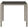 Light Grey Garden Table with Glass Top | 90x90x75 cm