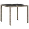 Light Grey Garden Table with Glass Top | 90x90x75 cm