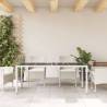 Garden Table with Glass Top - White Poly Rattan 190x90x75cm