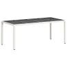 Garden Table with Glass Top - White Poly Rattan 190x90x75cm