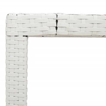 Garden Table with Glass Top - White Poly Rattan 190x90x75cm