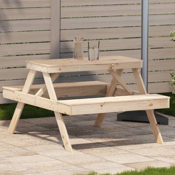 Solid Wood Pine Picnic Table 105x134x75 cm - Outdoor Furniture