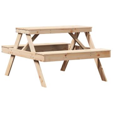 Solid Wood Pine Picnic Table 105x134x75 cm - Outdoor Furniture