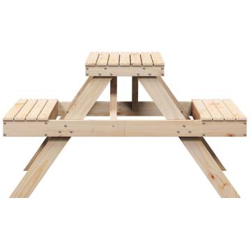 Solid Wood Pine Picnic Table 105x134x75 cm - Outdoor Furniture