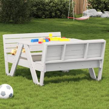 Kids' White Picnic Table - Durable Solid Pine Wood