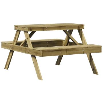 Picnic Table 105x134 cm - Impregnated Pine Wood for Outdoors