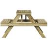 Picnic Table 105x134 cm - Impregnated Pine Wood for Outdoors