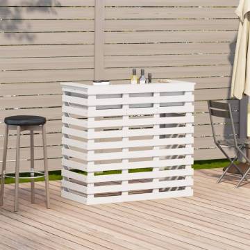 Outdoor Bar Table White - Solid Pine 113.5x50x103 cm