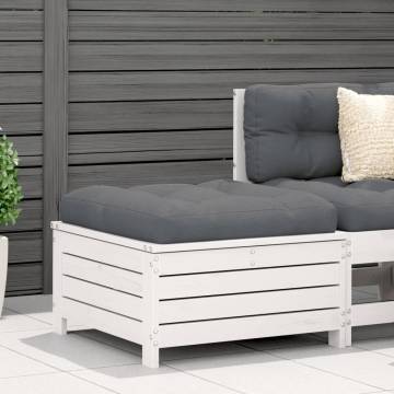 Garden Footstool with Cushion - White Solid Pine | Hipomarket