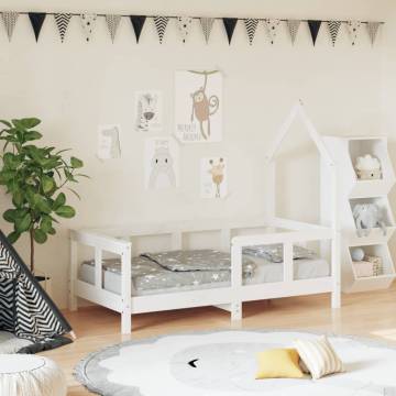 Kids Bed Frame White 70x140 cm Solid Wood Pine - Hipomarket