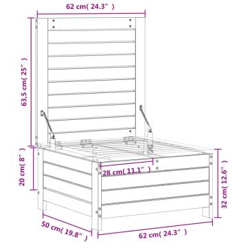 Garden Footstool with Cushion - White Solid Pine | Hipomarket