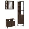 3 Piece Bathroom Cabinet Set - Brown Oak Engineered Wood