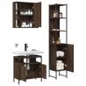 3 Piece Bathroom Cabinet Set - Brown Oak Engineered Wood