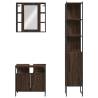 3 Piece Bathroom Cabinet Set - Brown Oak Engineered Wood