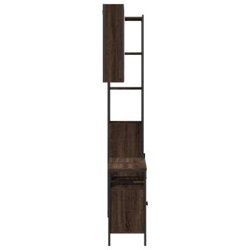 3 Piece Bathroom Cabinet Set - Brown Oak Engineered Wood