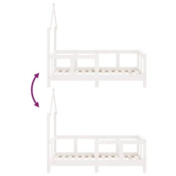 Kids Bed Frame White 70x140 cm Solid Wood Pine - Hipomarket