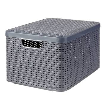 Curver Storage Box with Lid Style L 30L - Metallic Silver