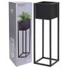 H&S Collection Flower Pot on Stand Metal Black 70 cm Size 21 x 21 x 70 cm Quantity in Package 1 