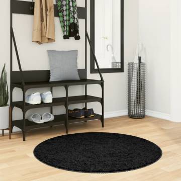 Rug OVIEDO Short Pile Black Ø 100 cm | Comfort & Style