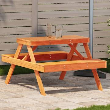 Wax Brown Picnic Table - Solid Pine Wood 105x134 cm