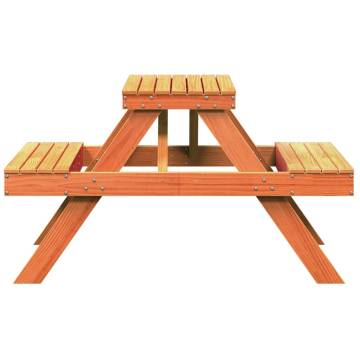 Wax Brown Picnic Table - Solid Pine Wood 105x134 cm