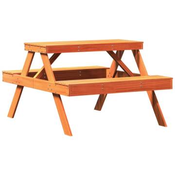 Wax Brown Picnic Table - Solid Pine Wood 105x134 cm