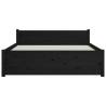 Black Solid Wood Bed Frame 140x200 cm - Modern Bedroom Furniture