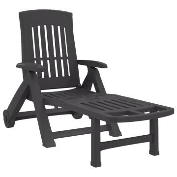 Folding Sun Lounger with Wheels - Anthracite PP | HiPoMarket