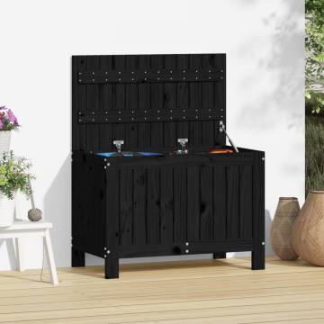 Garden Storage Box Black 76x42.5x54 cm - Solid Pine Wood