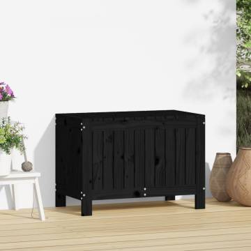 Garden Storage Box Black 76x42.5x54 cm - Solid Pine Wood