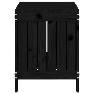 Garden Storage Box Black 76x42.5x54 cm - Solid Pine Wood