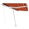 Manual Retractable Awning with LED - 400x300 cm Orange & Brown