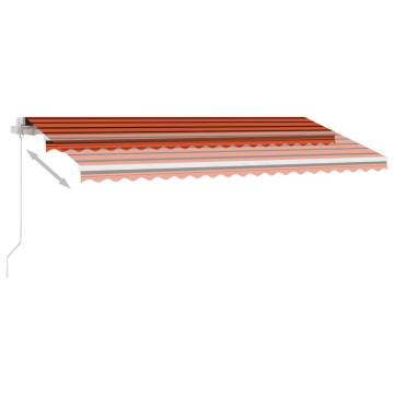 Manual Retractable Awning with LED - 400x300 cm Orange & Brown