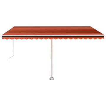 Manual Retractable Awning with LED - 400x300 cm Orange & Brown