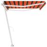 Manual Retractable Awning with LED - 400x300 cm Orange & Brown