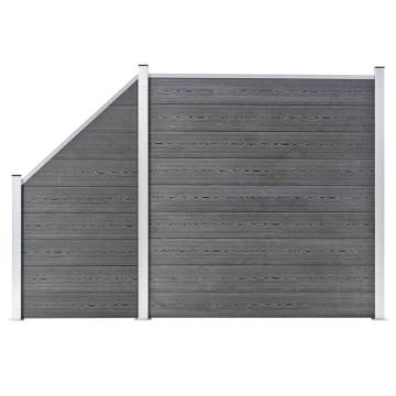 WPC Fence Set - 273x186 cm Grey Square & Slanted Panel