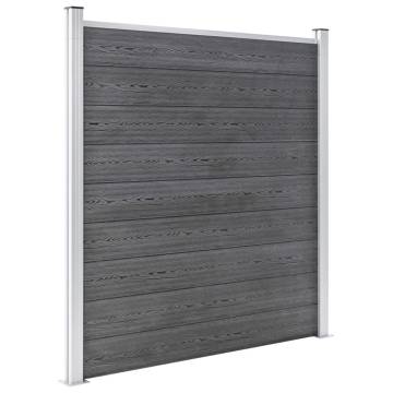 WPC Fence Set - 273x186 cm Grey Square & Slanted Panel