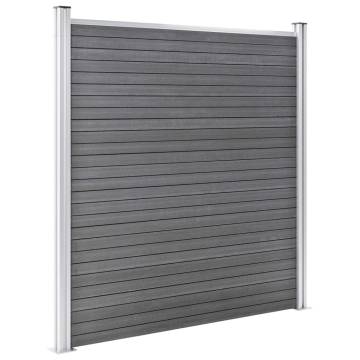 WPC Fence Set - 273x186 cm Grey Square & Slanted Panel