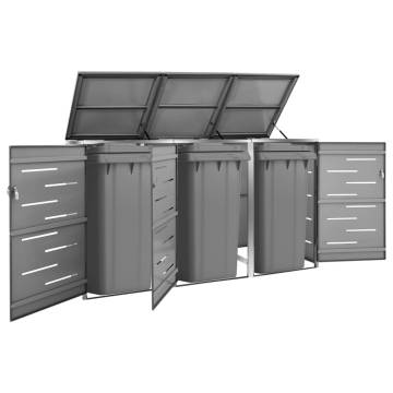 Triple Wheelie Bin Shed - Galvanised Steel, Stainless Steel Frame