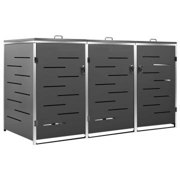 Triple Wheelie Bin Shed - Galvanised Steel, Stainless Steel Frame