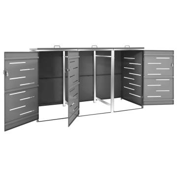 Triple Wheelie Bin Shed - Galvanised Steel, Stainless Steel Frame