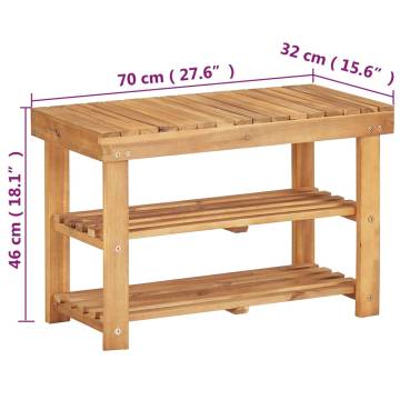 Shoe Rack 70x32x46 cm - Solid Acacia Wood | Hipomarket