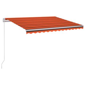 Manual Retractable Awning with LED - 300x250 cm, Orange & Brown