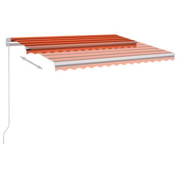 Manual Retractable Awning with LED - 300x250 cm, Orange & Brown