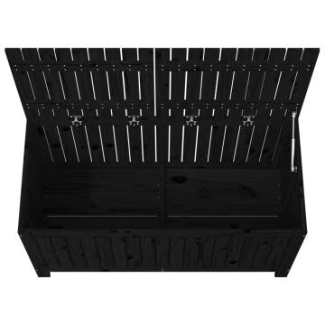 Garden Storage Box Black | Solid Wood Pine 121x55x64 cm