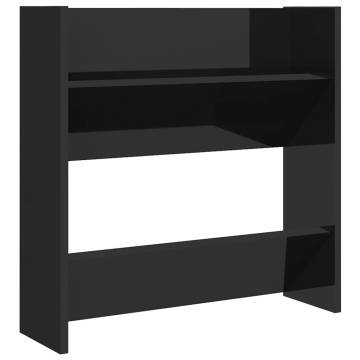 Wall Shoe Cabinet High Gloss Black - Space-Saving Design